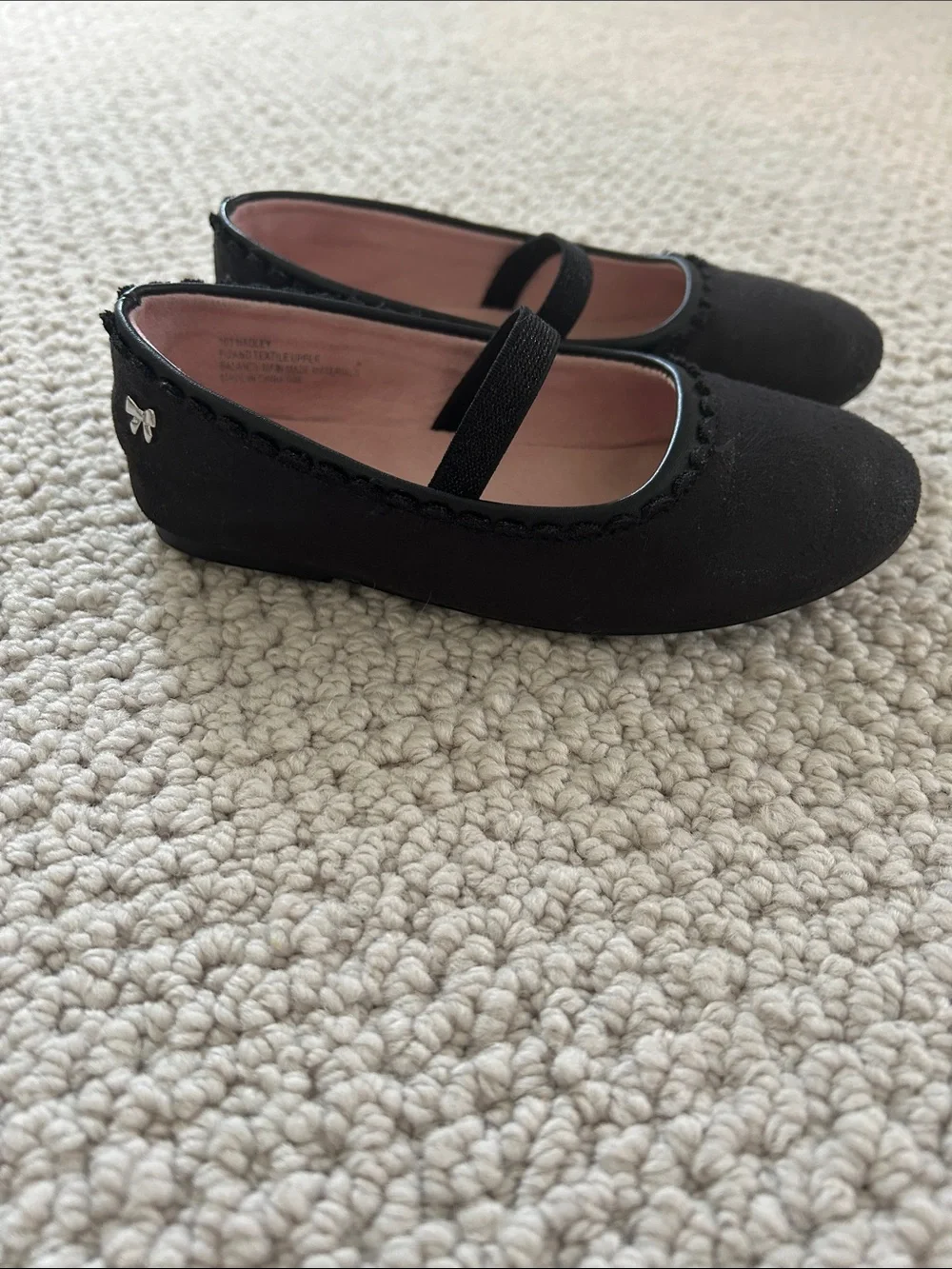 Kelly & Katie Black Girl's Mary Jane Flats with Elastic Strap